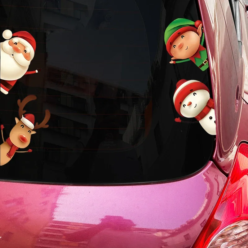 Santa Claus Snowman Elf Reindeer Vinyl Car Sticker Waterproof Christmas Decal for Motorcycle Auto Window Body Laptop Decor