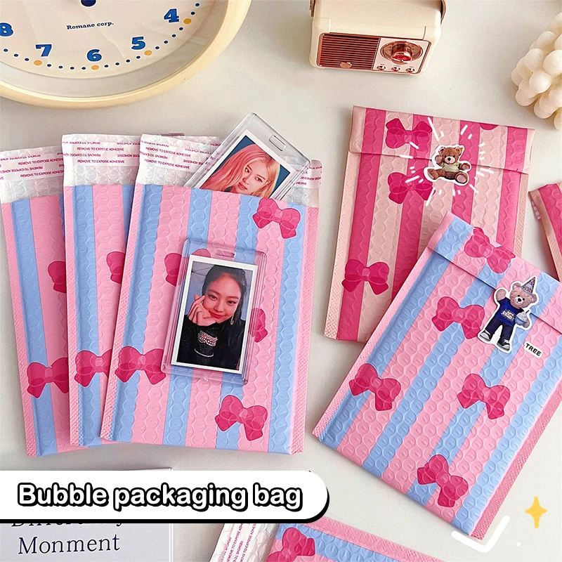 5Pcs  Bowknot Bubble Envelope Bag Pink Bubble Self Seal Mailing Bags Padded Envelopes Package For Gifts