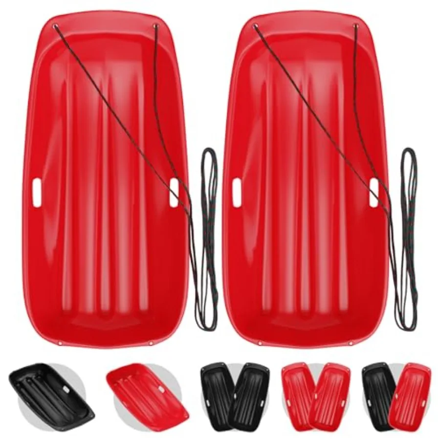

Snow Sled for with 16.5ft Pull Rope and Handle - Cold-Resistant Plastic Toboggan Sled for Winter Downhill Fun - Stackable Light