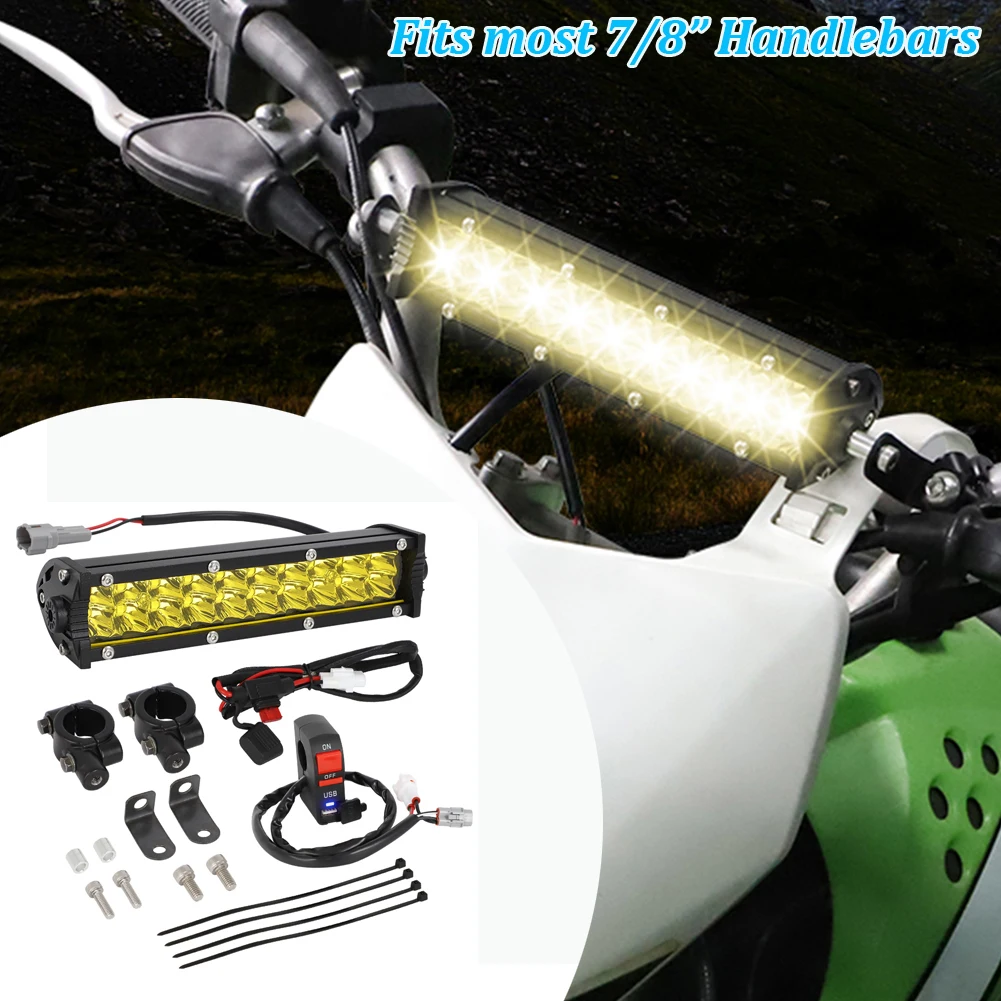 For 7/8” Handlebars Dirt Bike Led Headlight Light Bar Lighting Kit Driving Lamp for Honda CRF110 CRF125F Yamaha TTR110