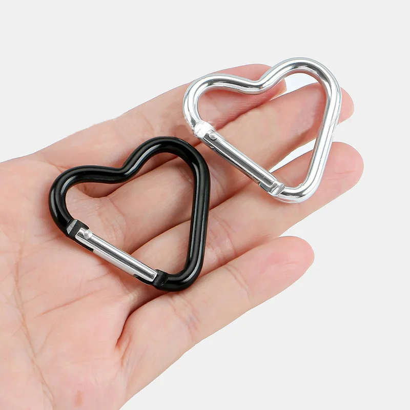 10PCS Wholesale Heart Shaped Metal Carabiner Keychain Carabiner Outdoor Key Ring Buckle Multi Travel Kit Hook Hanging Keyring