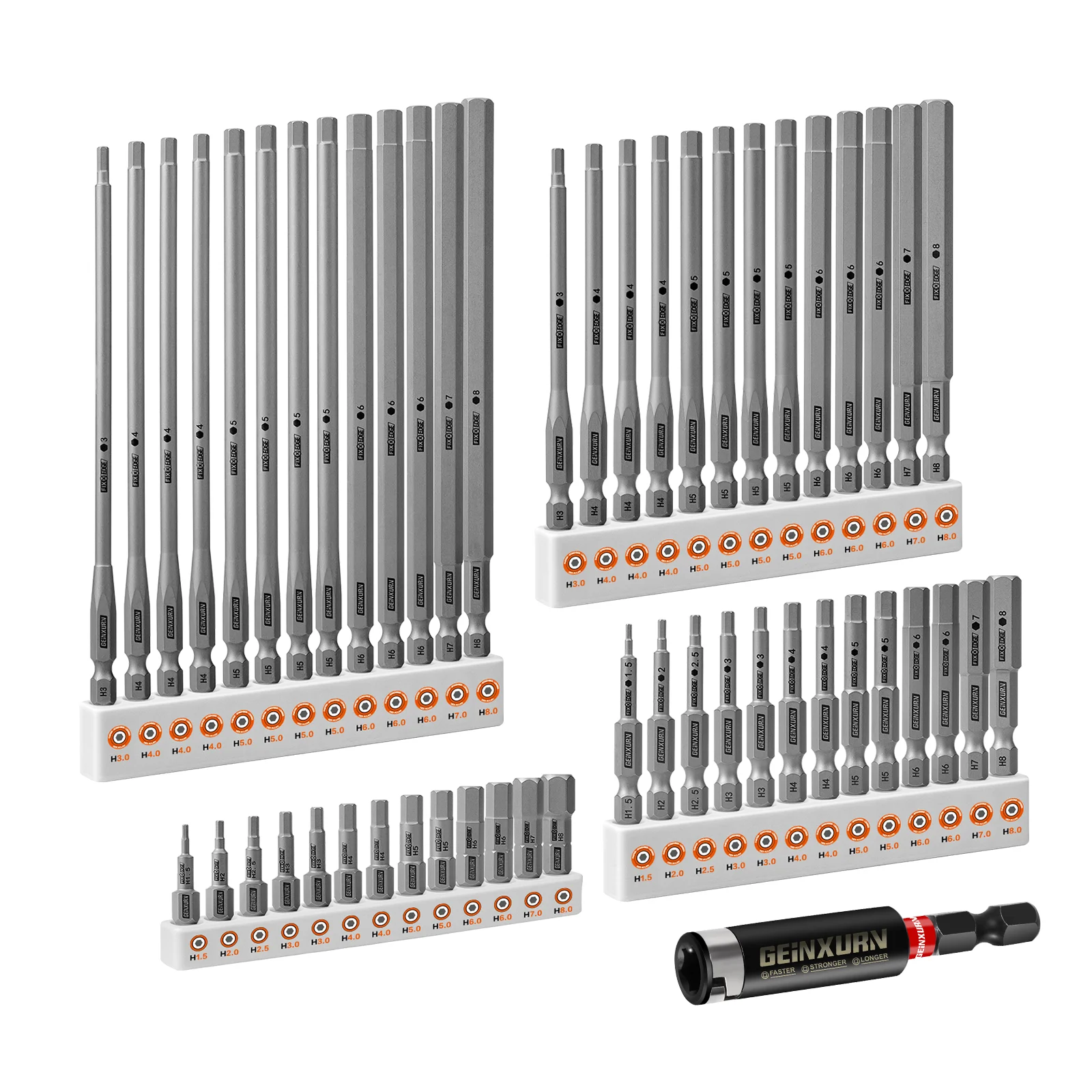 مجموعة لقم مفك براغي ثابتة مكونة من 53 قطعة من Geinxurn، أطراف لقم فولاذية S2 مغناطيسية سداسية مختلطة مع منظم تخزين لإصلاح المنزل #1