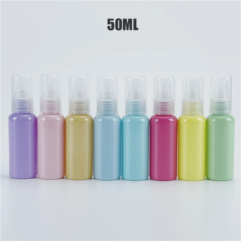 10ML 30ML 50ML X 50 Macaron Color Treatment Pump Bottle Empty Lotion Cream PET Container Skin Care Essence Cute Cosmetics Bottle