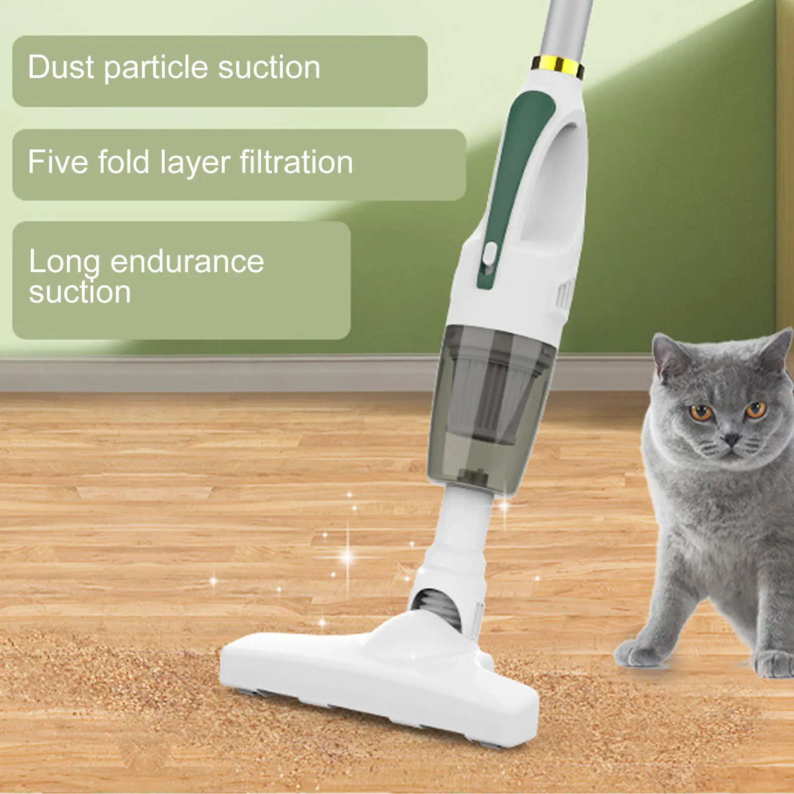 مكنسة كهربائية محمولة مع 4 رؤوس شفط قوي 30 دقيقة التحمل منخفضة الضوضاء إزالة شعر الحيوانات الأليفة اللاسلكي للسيارة المنزلية