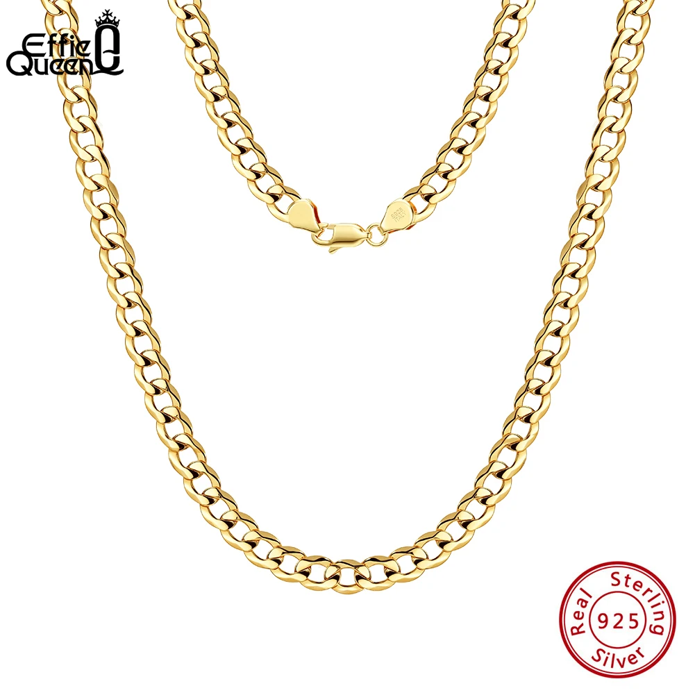 

Effie Queen 925 Sterling Silver 2mm 6mm Cuban Chain Necklaces Unisex Couple Hiphop Cuban Curb Chain Choker Jewelry Gift SC60