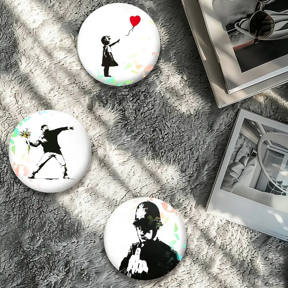Classic B-Banksy Art Design Laser Badge Creative Pins Brooch for Bag Clothes Hat Decor Gifts Fans Collect