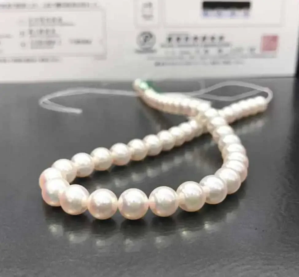 

100% Natural Pearl Necklace Real Sea Water Pearl Necklace 8-9MM Casual Perfect Round Simple