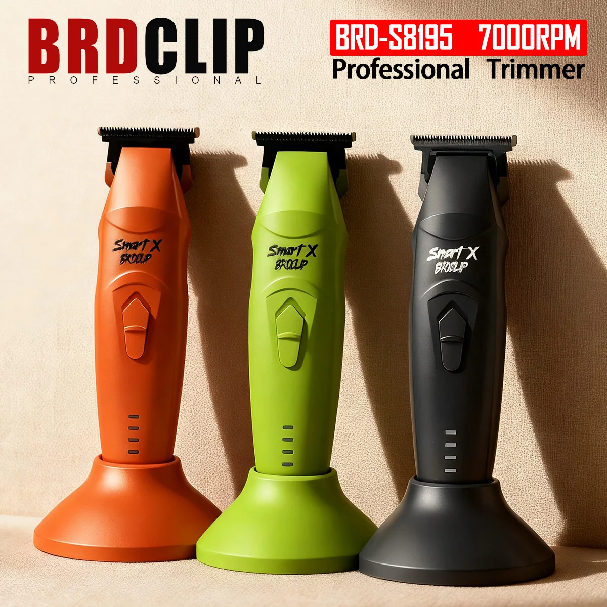 

BRDCLIP S8195 Профессиональный триммер для волос с двигателем высокой мощности, лезвие DLC с зарядной базой, парикмахерская электрическая машинка для стрижки деталей, салон