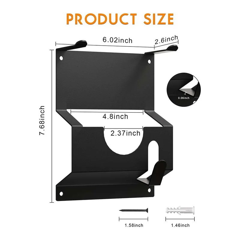 ABKS-Soporte para amoladora angular, soporte de montaje en pared, estante de almacenamiento para amoladora angular con soporte para cables, herramienta de soporte para amoladora angular