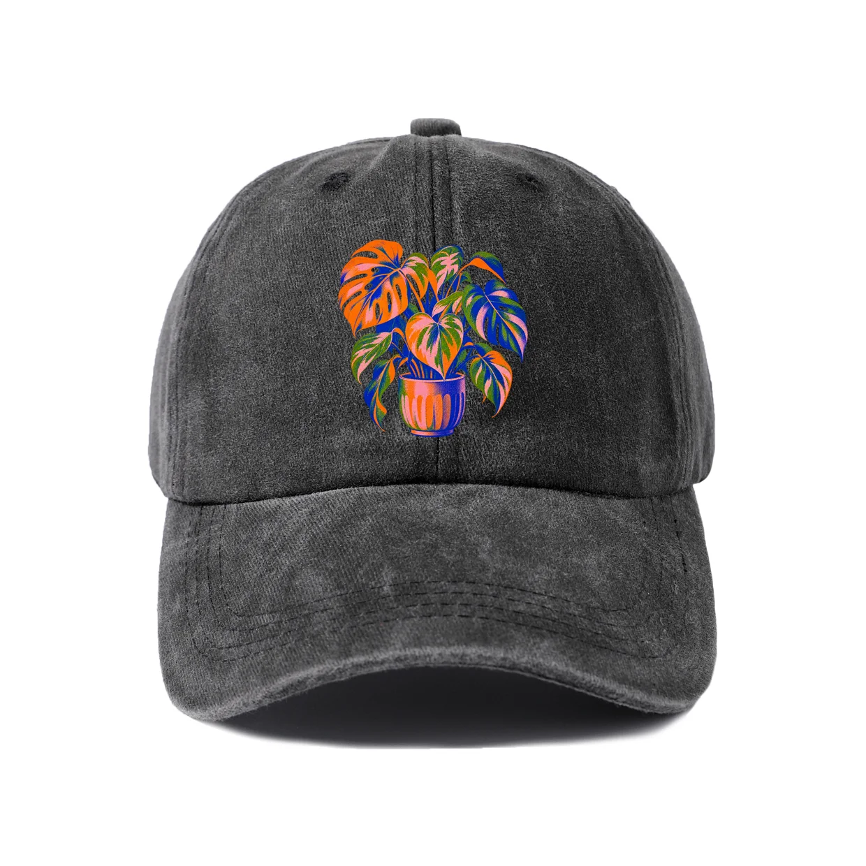 Colorful Seashell Graphic Baseball Cap, Vintage Washed Adjustable Unisex Dad Hat, Everyday Gift