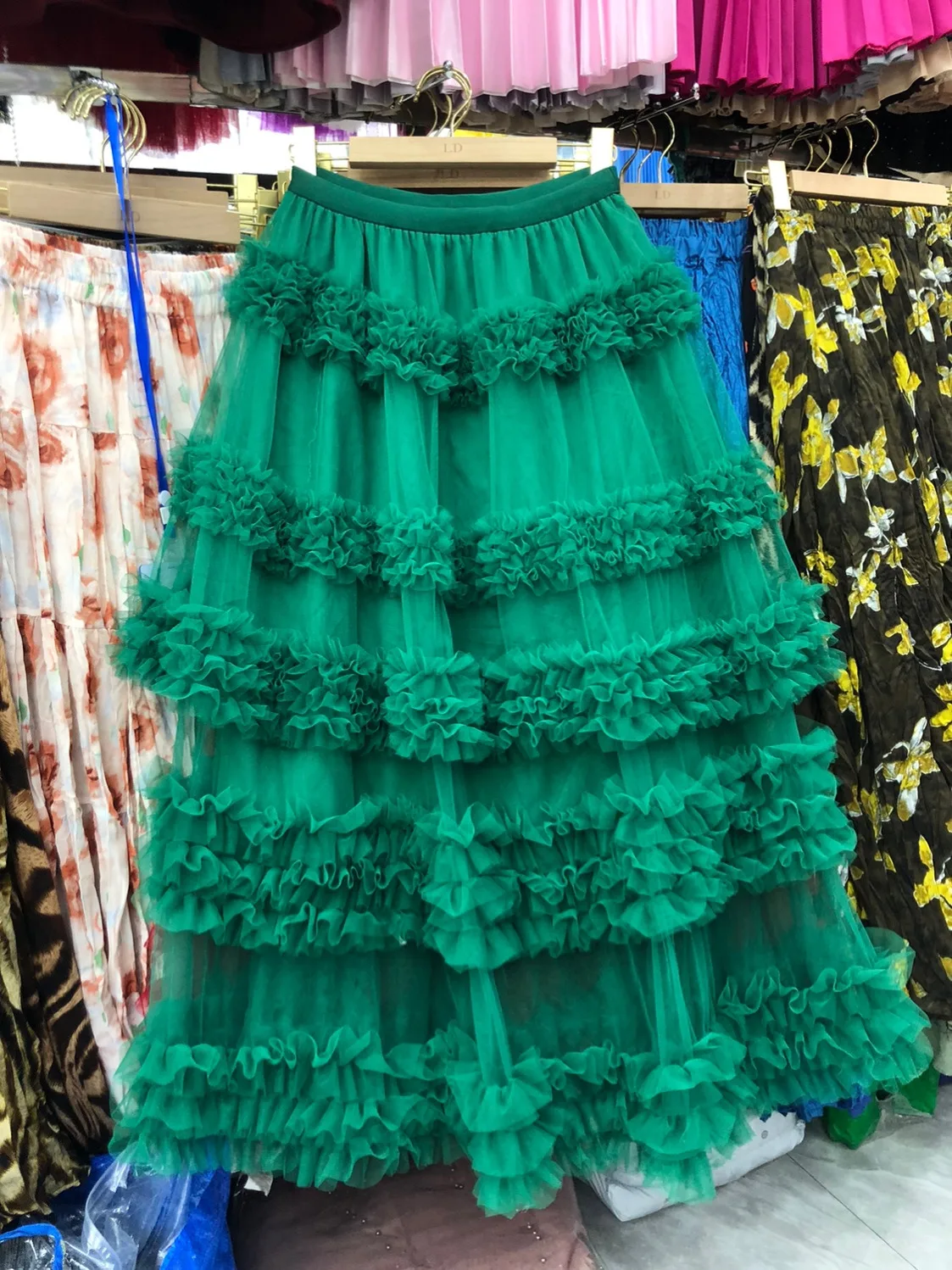 레이스와 나무 귀망 소재의 하이웨이스트 A라인 스커트, 20대 여성을 위한 달콤한 슬레 길이 스커트