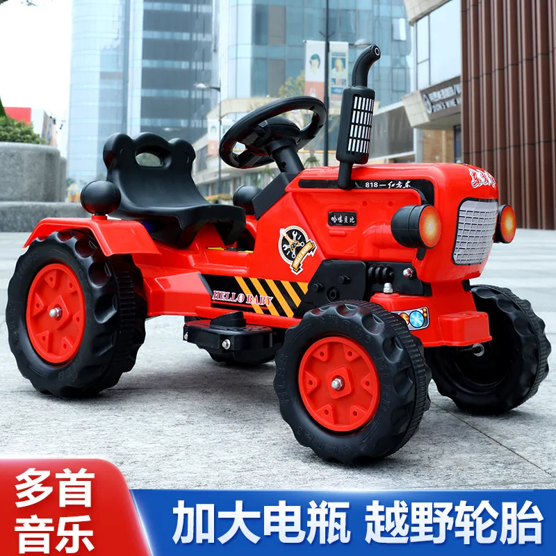 Children\'s Walk-behind Tractor Four-wheeled Electric Toy Car Sit with A Bucket To Increase The Child\'s Baby Agricultural Vehicle