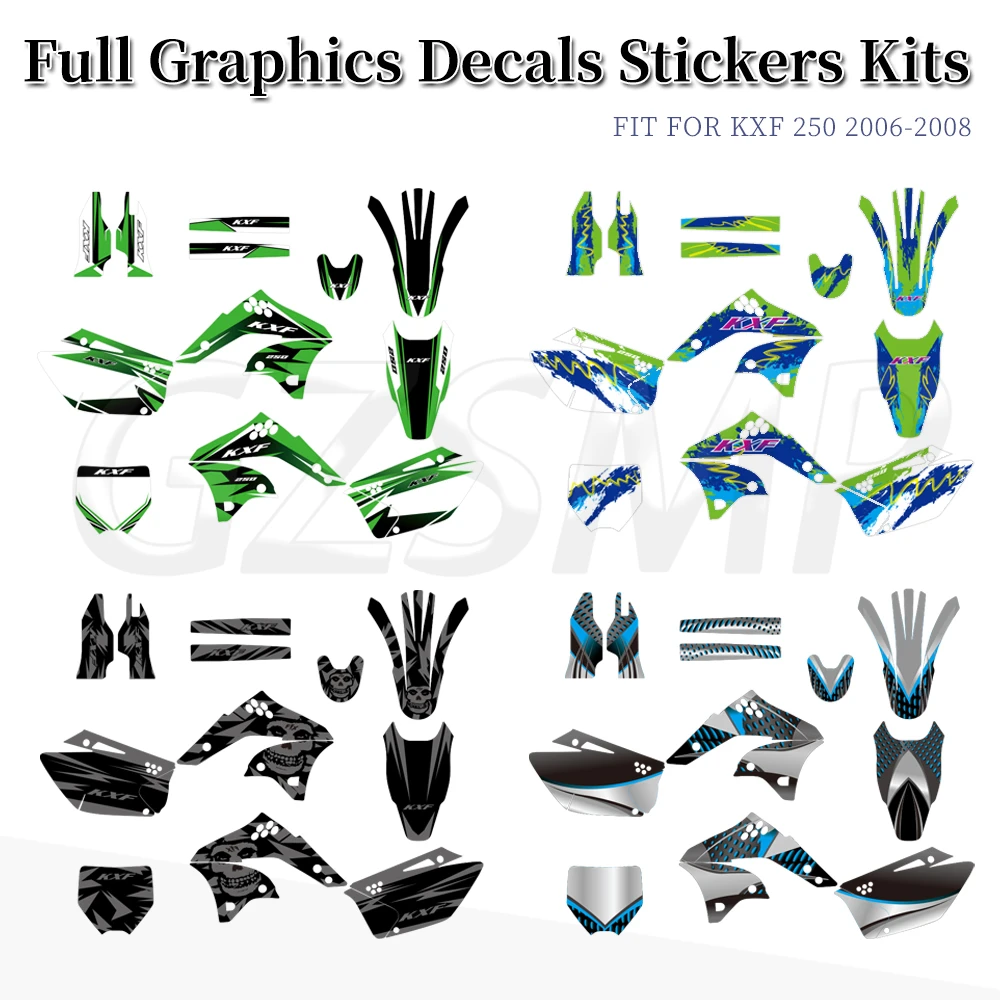 Fit for Kawasaki KX250F KXF250 2006 2007 2008  Motocross Graphics Backgrounds Decal Sticker Kits