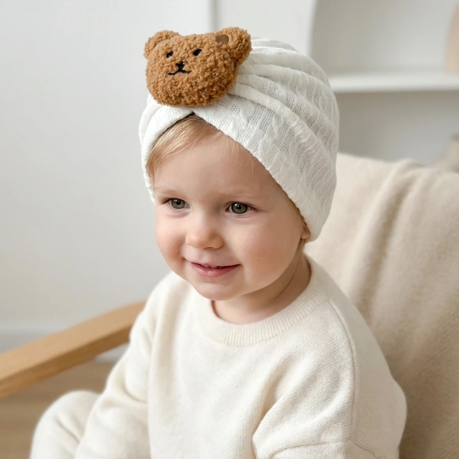 

Новая детская жаккардовая шапка-пуловер с милым узором в виде медвежонка, мягкая детская шапка-шарф для всех сезонов