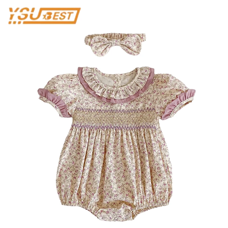 

Комбинезоны для маленьких девочек, летняя Милая новая хлопковая одежда для новорожденных девочек, Модный комбинезон с короткими рукавами и вышивкой в клетку