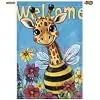 Welcome Spring Summer Giraffe Decorative Garden Flag Flowers Bee Yard Outside Decorations Seasonal Outdoor Small Home Decor  llz
