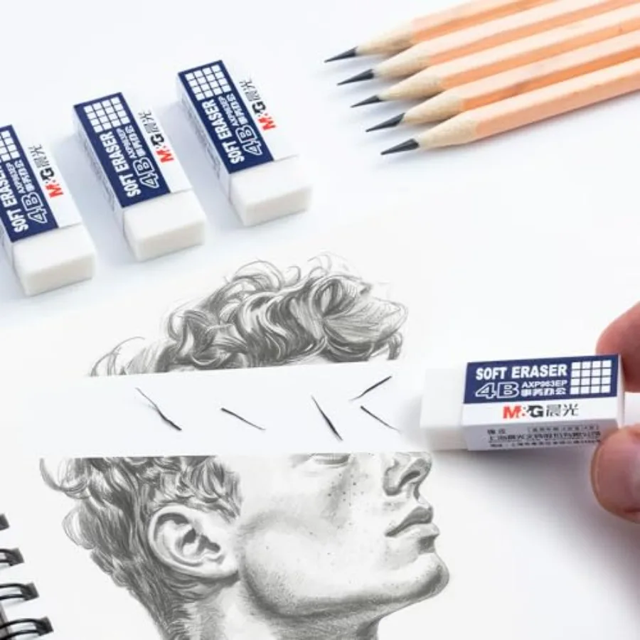 24er-Pack weiße Radiergummis, große Bleistift-Radiergummis, 4B-Gummi, rechteckiger Radiergummi für Schüler, Büro, Kunst, Radiergummis zum Zeichnen, Neu P