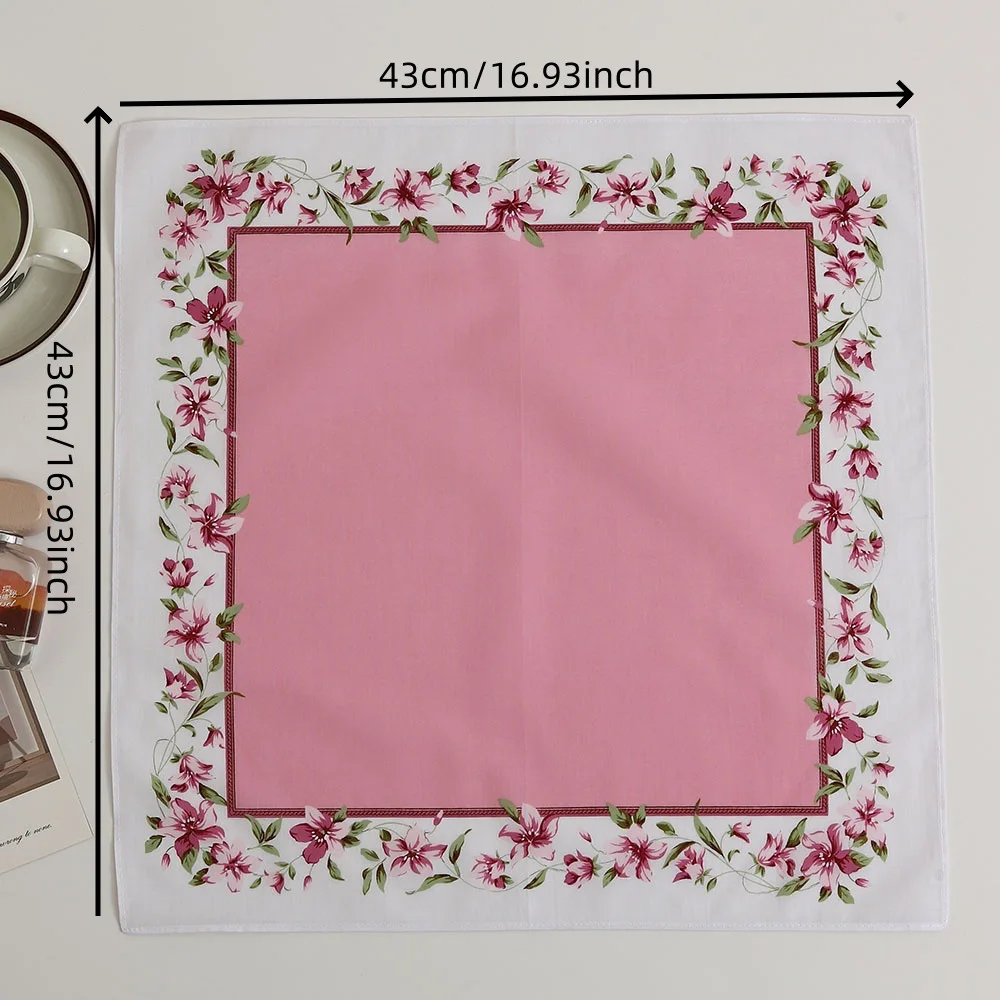 Confezione regalo 43 cm Fazzoletto stampato in puro cotone da donna Sottile assorbente per pulire il sudore Classico fiore di peonia Matrimonio Partner