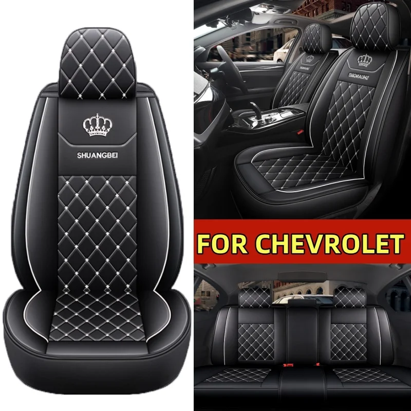 

FOR CHEVROLET Car seat cover high-end crown embroidered PU leather full wrap seat cover waterproof and wear-resistant