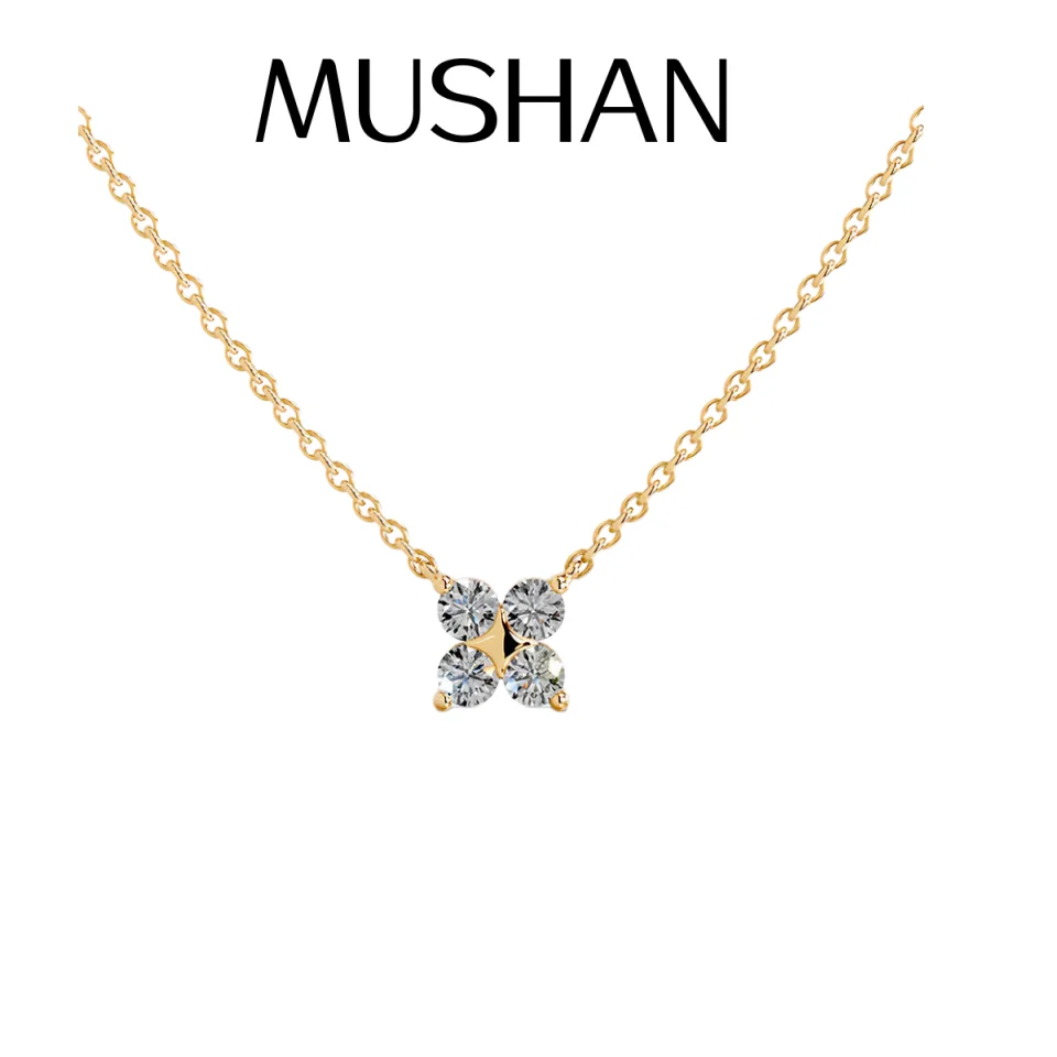 

MuShan Designer Jewelry 925 Sterling Silver Necklace Moissanite Diamond Cross Statement Women Rhodium Plated MST Patent Pendant