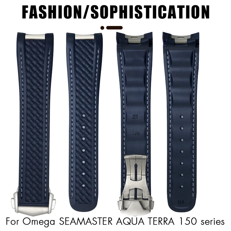 Top Quality Metal End FKM Fluorous Rubber Watchband for Omega Seamaster 300 AT150 Speedmaster Watch Strap 19mm 20mm 21mm