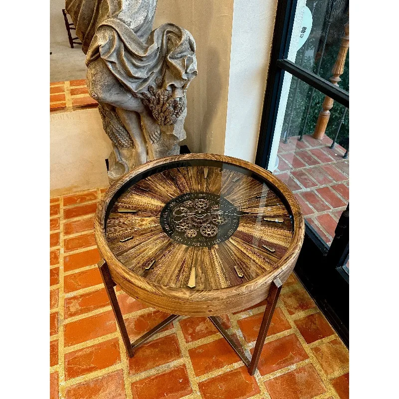 Retro high-end sense light luxury design sense American watch gear living room sofa side table small coffee table