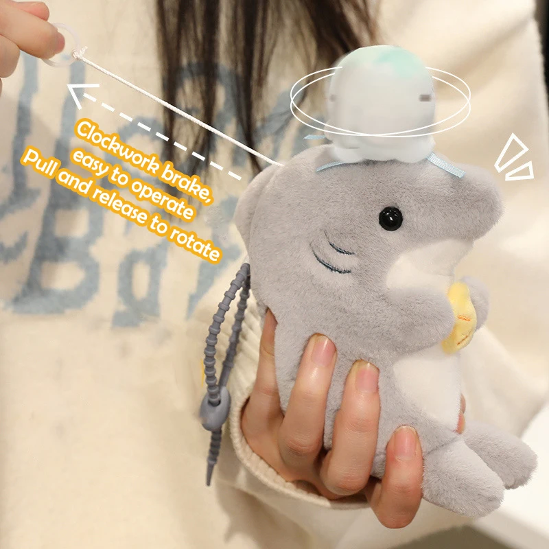 Simpatico cartone animato animale dell'oceano portachiavi in peluche Kawaii ornitorrinco squalo lontra bambola di pezza portachiavi ciondolo borsa decorazione appesa regali