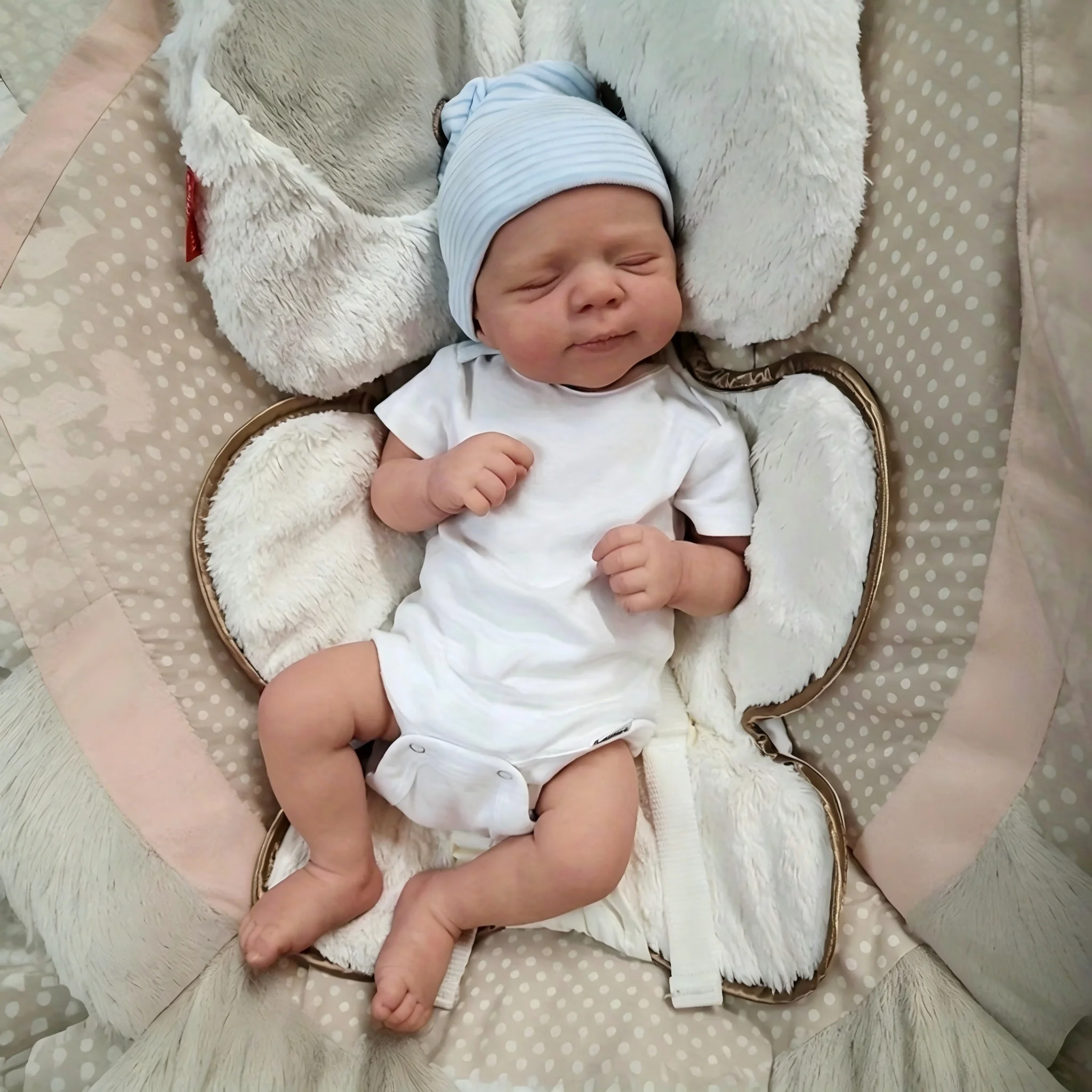BZDOLL 48cm Full Vinyl Reborn Baby Doll, 3D Painted Veins, Lifelike Sleeping Girl, Batheable Toy, Gift for Kids 3+