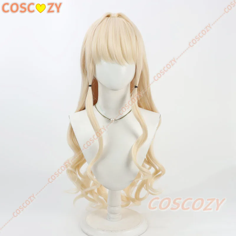 Krone Cosplay Perücken Nikke Die Göttin des Sieges Krone Kunsthaar Halloween 80 cm lange gewellte blonde Perücke hitzebeständig
