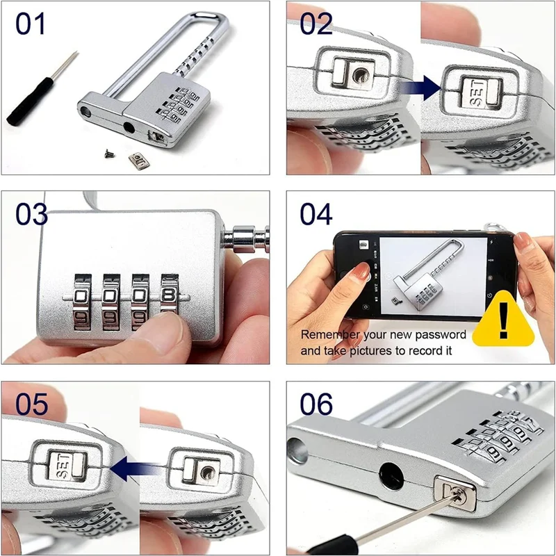 ステンレス鋼のキャビネットロック,コンビネーション南京錠,ジムロッカー,ロックコード,長くて調整可能なシャックル,学校,黒