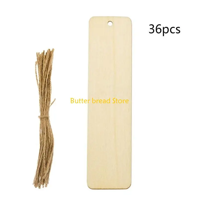 W89C DIY Wooden Craft Rectangle Blank Ornaments