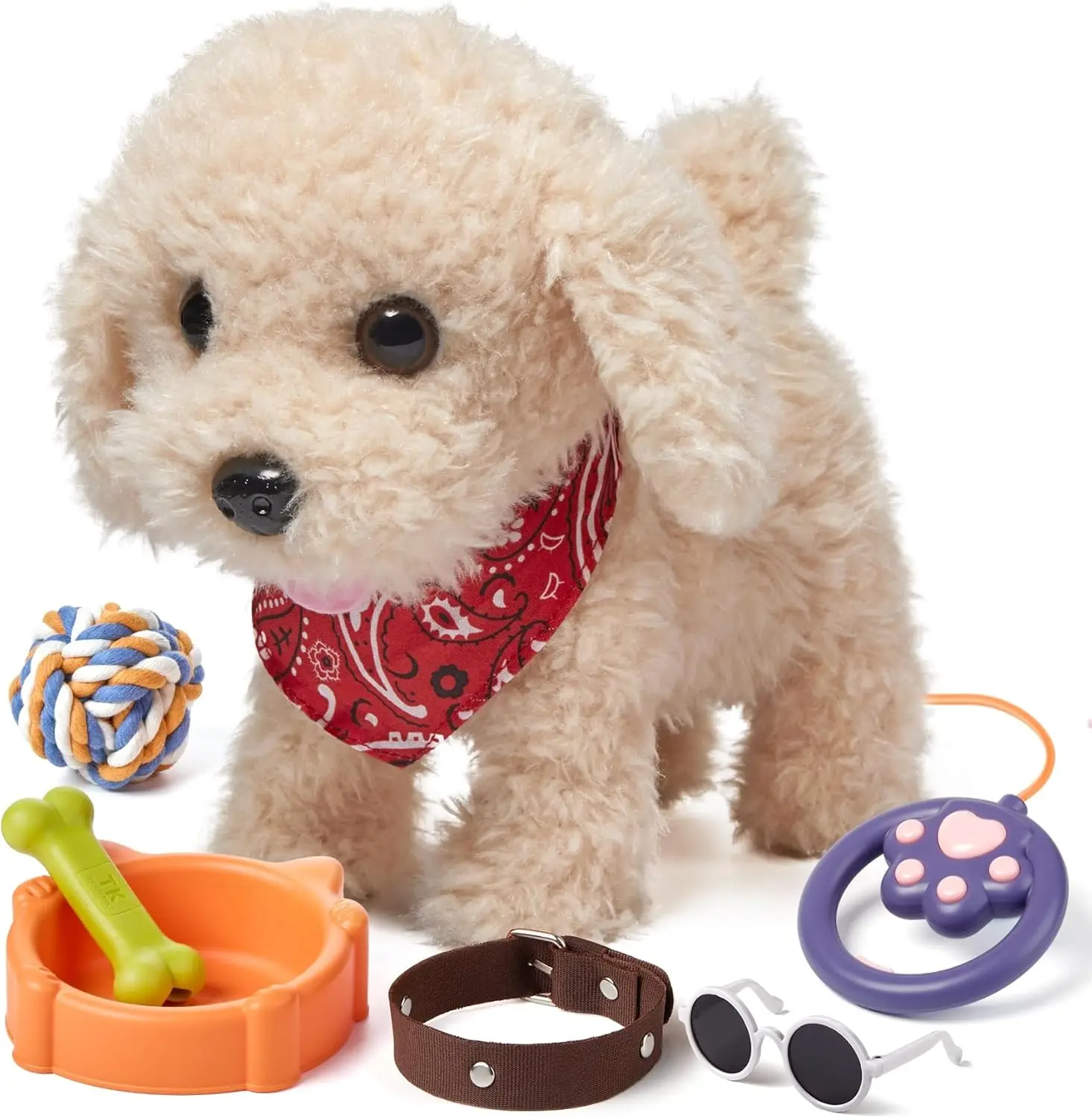 Remote Control Electronic Plush Puppy Dog Toy Fun Interactive Toy Walks Barks Shake Tail Stuffed Animal Dog Gift for Girls Boys