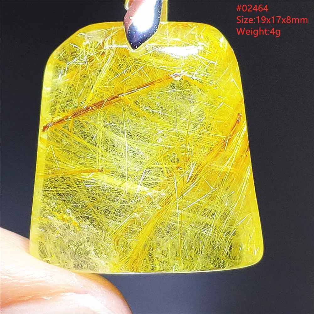 

Natural Gold Rutilated Quartz Rectangle Pendant Crystal Yellow Rutilated Wealthy Stone Necklace Beads Jewelry Brazil AAAAAA