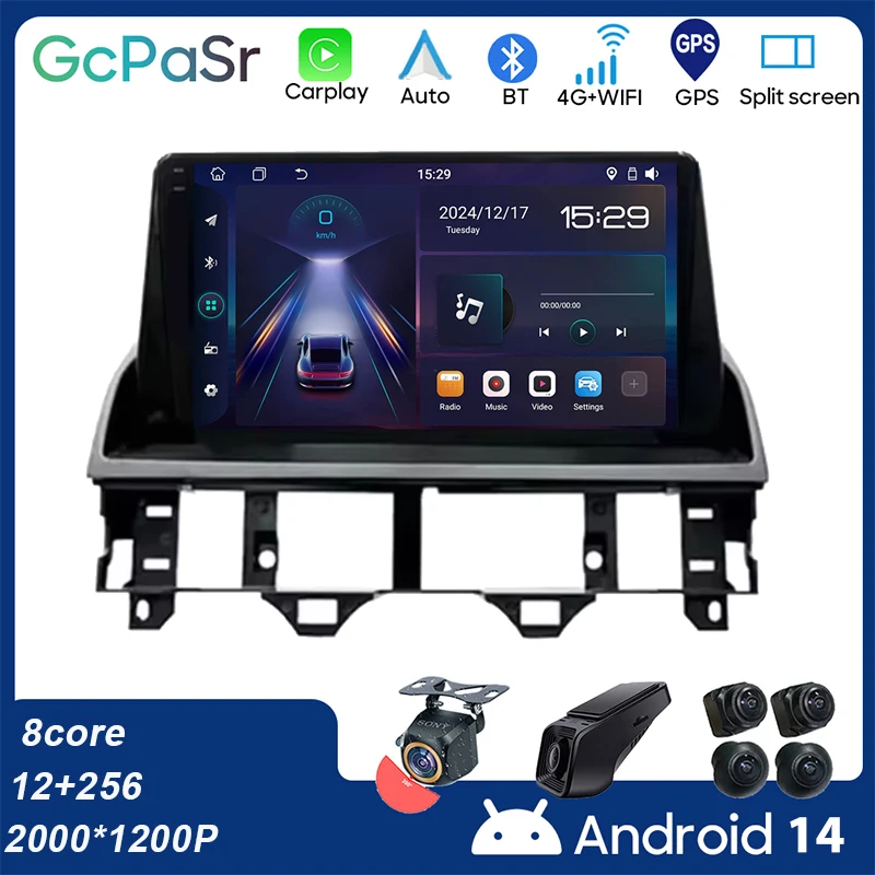 

4G For Mazda 6 Atenza GG 2002 - 2008 5G WIFI Car Android Auto Radio Carplay GPS Navigation Multimedia Stereo Player QLED 2 Din