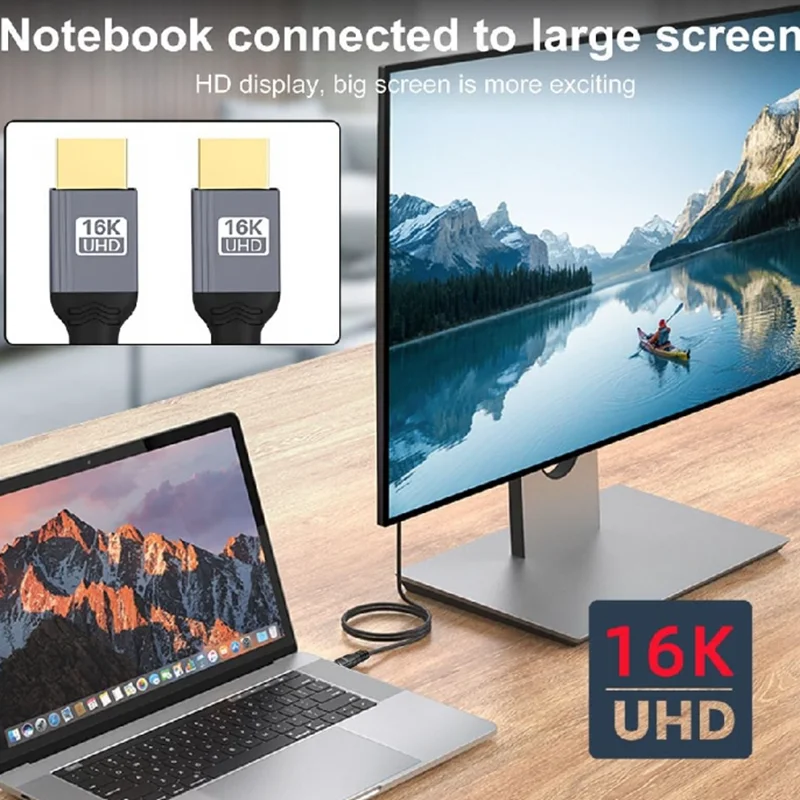96Gbps Ultra High Speed 16K@60Hz 8K@240Hz 4K@480Hz Braided HDMI-compatible Cord, HDCP 2.2 & 2.3, Dynamic HDR, eARC