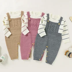 Autumn 0-18M Jumpsuit Knit Sweater Toddler Infant Newborn Clothes Cotton Climb Clothes Baby Boy Girls Winter Warm Solid Bodysuit