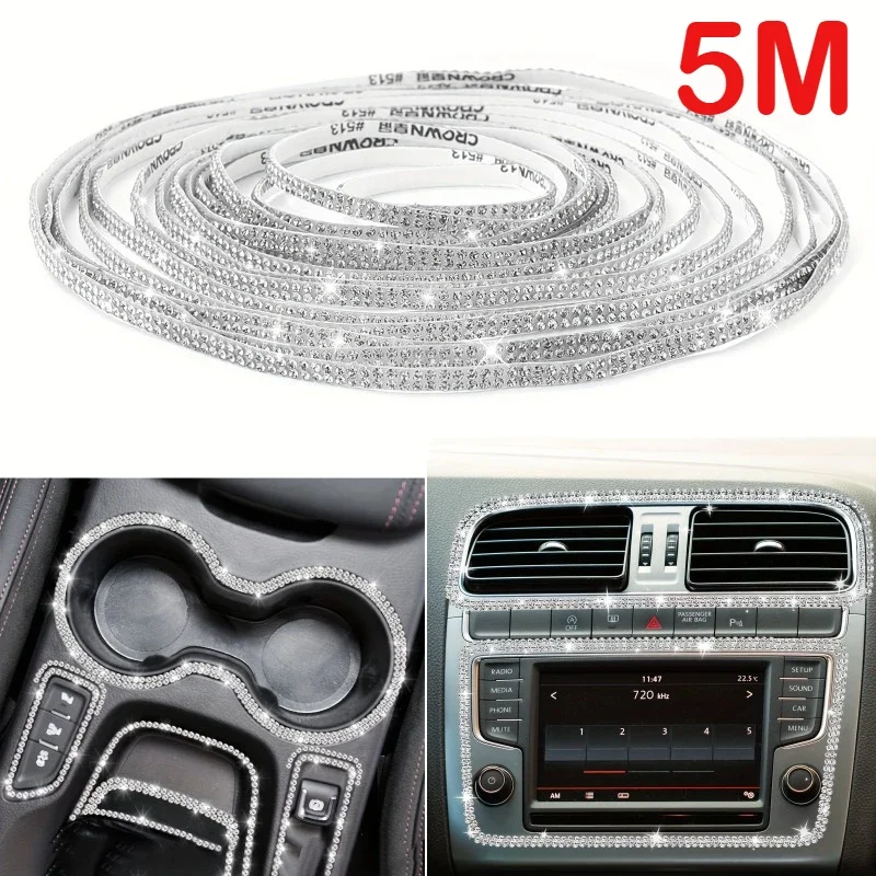 

Rhinestone Bling Car Trim Stickers, Self-Adhesive Interior Mouldings, Car Interior Accessories