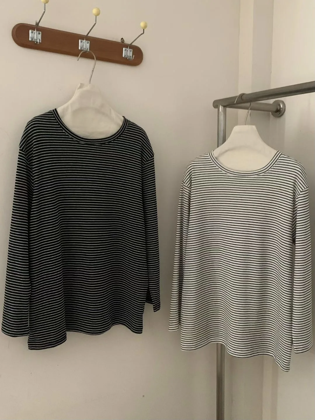 

Свободная трикотажная футболка Long Sve круглого цвета Ne Brued Fini в корейском стиле в полоску Par Wear Women's Faion Moisture ng