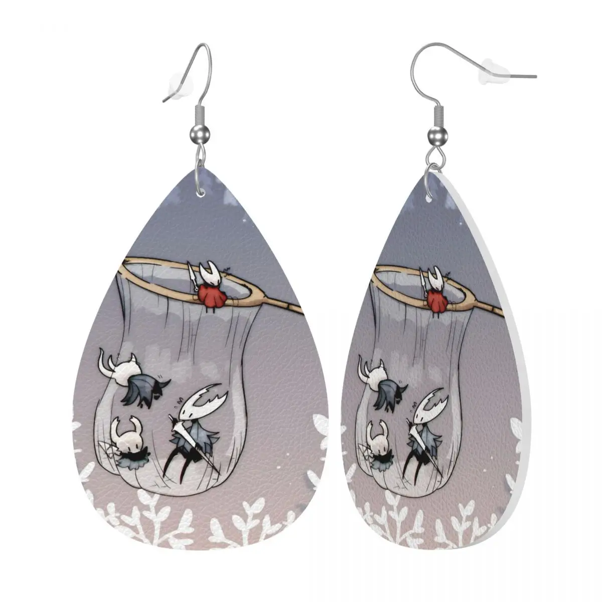 Custom Drop Dangle Earrings Anime Game Hollow Knight Leather Teardrop Earrings PVC Leather for Gifts Dainty Jewelry