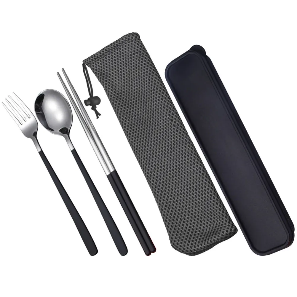 

Stainless Steel Cutlery Set Complete Tableware Utensil Kit Fork Spoon Chopstick Box Outdoor Portable