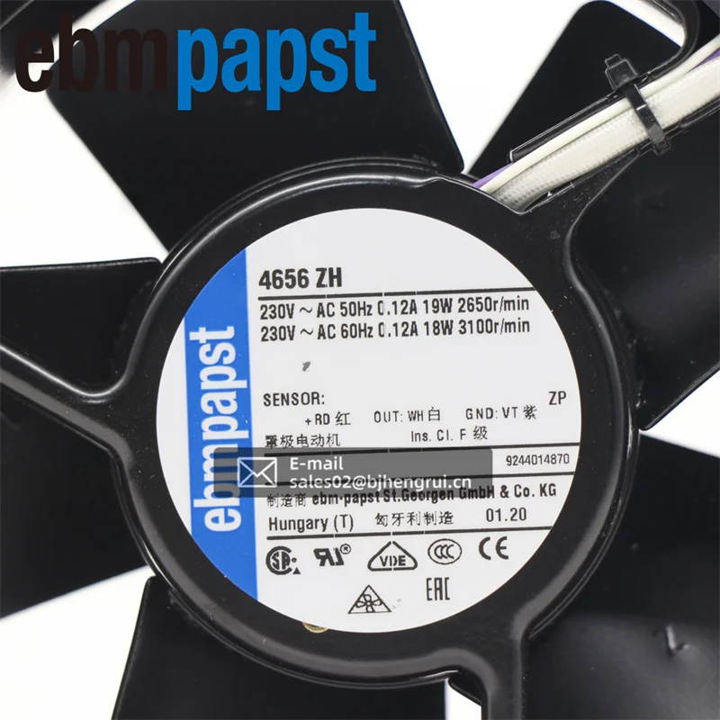 ebmpapst 4656ZH Original Germany Axial Fan Ball Bearing 230V 89.46CFM/105.9CFM 37dB/42dB 119x119x38mm For Cabinet Chassis