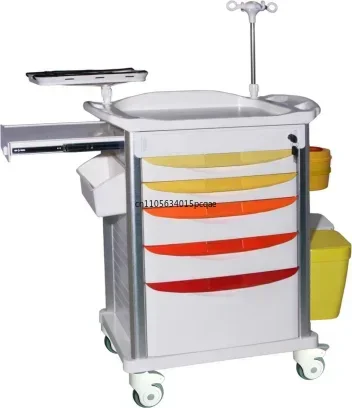ABS anesthe Trolley for Emergency Treatment Hospital Furniture Instrument Dressing Medical Plastic Medicine Trolley