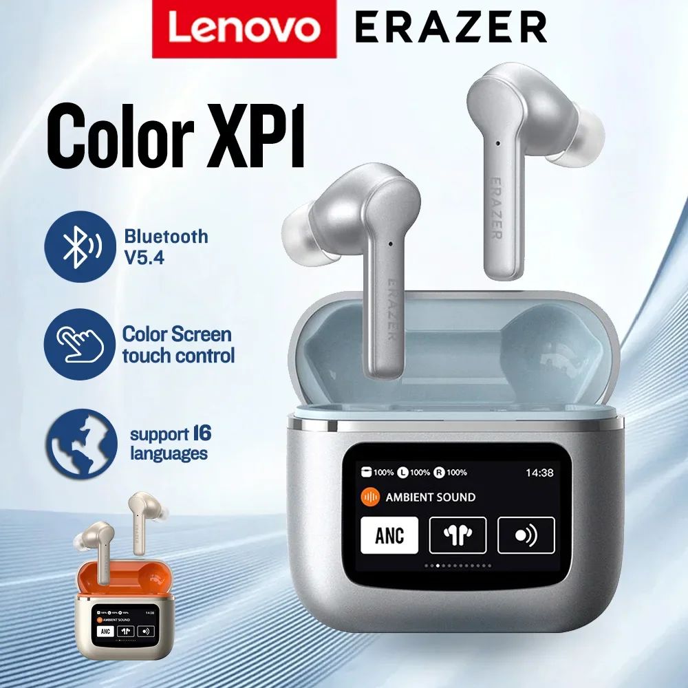 Original Lenovo ERAZER XP1 Bluetooth Earphones LCD Intelligent Color Screen Wireless Headphones Touch Screen Global Language