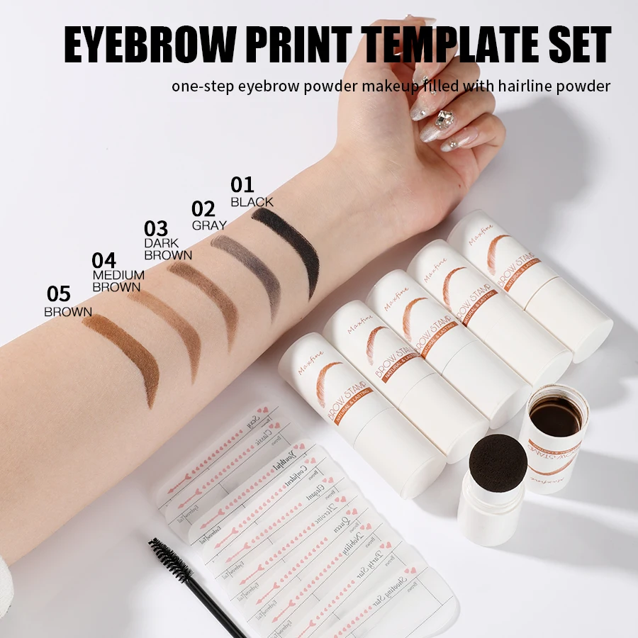 ブラシと眉毛テンプレートを備えたレイジーアイブロウパウダーヘアラインの充填パウダー、輪郭の影