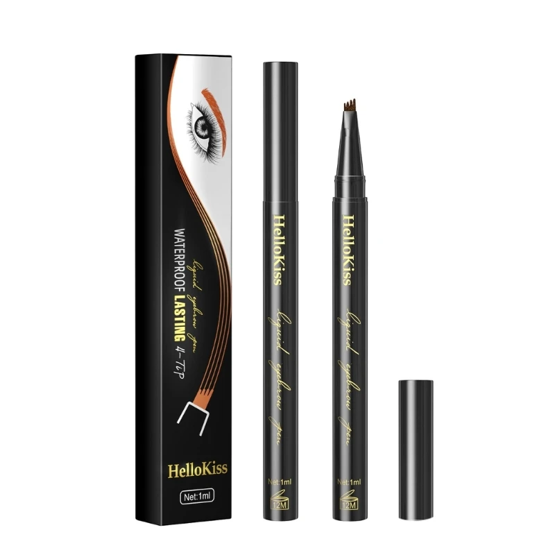 Hello Kiss Eye Brow Pencils with Micro-Fork Tip Liquid Eyebrow Pen Waterproof Eyebrow Tattoo-Pen Long Lasting Eyebrow Makeup