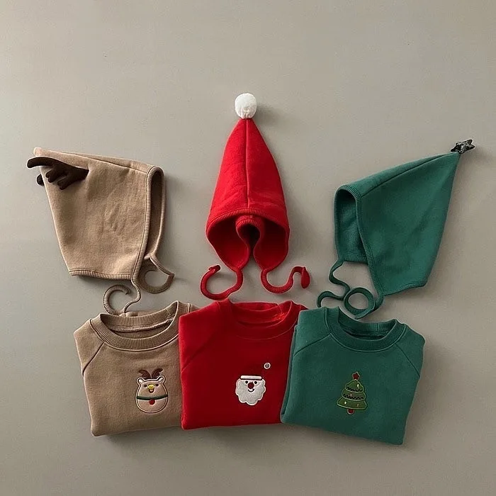 ثوب فضفاض للأطفال من القطيفة والسميكة لعيد الميلاد، لطيف ودافئ وبسيط ومطرز بالكامل، للخريف والشتاء #4