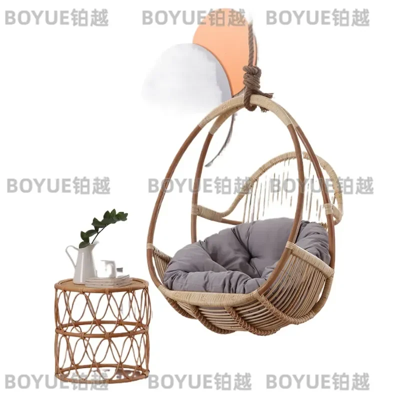 Nordic Rattan Hanging Chair Indoor Outdoor Balcony Swing Woven Natural Vine Bird Nest Rocking Seat Simple Home Decor