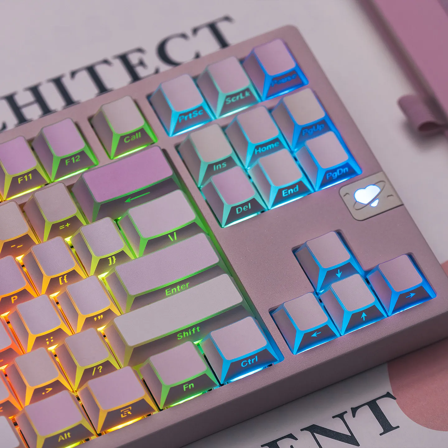 

131 клавиша, колпачки для клавиш Shadow Keycap с боковой печатью и подсветкой, профиль Cherry, PBT, светопропускающие, розовые, для механических клавиатур MX