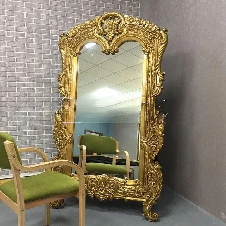 

yh Full body mirror European carved three-dimensional fitting floor mirror extra large mirror living room