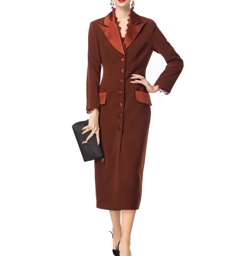 

Женское пальто с отложным воротником и длинными рукавами, лоскутное пальто